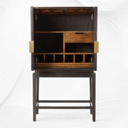 Bone Inlay Geometric Bar Cabinet Black