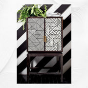 Bone Inlay Geometric Bar Cabinet Black