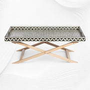 Bone Inlay Geometric Tray Coffee Table Black