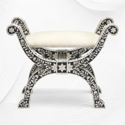 Bone Inlay Jenny Stool Floral Design Black