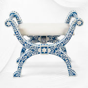 Bone Inlay Jenny Stool Floral Design Blue