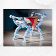 Bone Inlay Jenny Stool Floral Design Blue