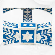 Bone Inlay Jenny Stool Floral Design Blue