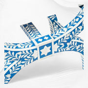 Bone Inlay Jenny Stool Floral Design Blue