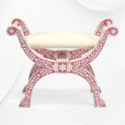 Bone Inlay Jenny Stool Floral Design Pink