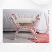 Bone Inlay Jenny Stool Floral Design Pink
