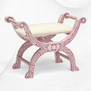 Bone Inlay Jenny Stool Floral Design Pink