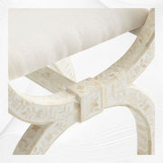 Bone Inlay Jenny Stool Floral Design White