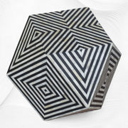 Bone Inlay Octagonal Stool Black