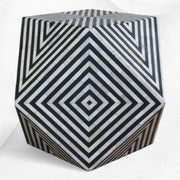 Bone Inlay Octagonal Stool Black