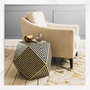 Bone Inlay Octagonal Stool Black