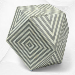 Bone Inlay Octagonal Stool Grey