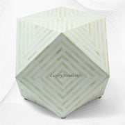 Bone Inlay Octagonal Stool White
