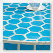 Bone Inlay Round Stool Honeycomb Design Turquoise