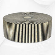 Bone Inlay Round Stripe Coffee Table Black