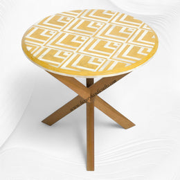 Bone Inlay Side Table V Design Yellow