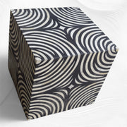 Bone Inlay Zebra Design Side End Table Black