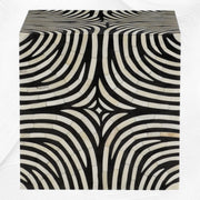 Bone Inlay Zebra Design Side End Table Black