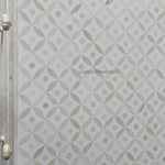 White Bone Inlay 3-Drawer Nightstand – Modern Geometric Bedroom Accent