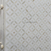 White Bone Inlay 3-Drawer Nightstand – Modern Geometric Bedroom Accent