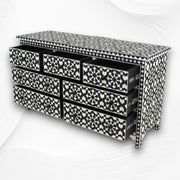 Bone Inlay Moroccan 7 Drawer Chest Black 3