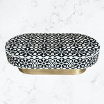 Moroccan Bone Inlay Oval Coffee Table Black 3
