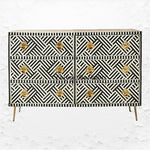 Bone Inlay Optical Chest 6 Drawers Black 1