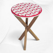 Brick Bone Inlay Side Table Red