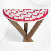 Brick Bone Inlay Side Table Red
