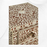 Brown Bone Inlay 6 Drawer Floral Lingerie Chest