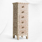 Brown Bone Inlay 6 Drawer Floral Lingerie Chest