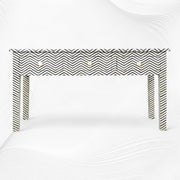 Chevron Bone Inlay 3 Drawer Console Black
