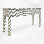 Chevron Bone Inlay 3 Drawer Console Black