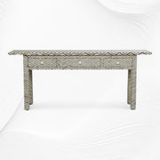 Chevron Bone Inlay 3 Drawer Long Edges Black