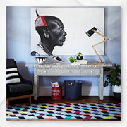 Chevron Bone Inlay 3 Drawer Long Edges Black