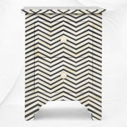 Chevron Bone Inlay Bedside 2 Drawer Black
