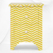 Chevron Bone Inlay Bedside 2 Drawer Yellow | Yellow Bedside Table