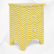 Chevron Bone Inlay Bedside 2 Drawer Yellow | Yellow Bedside Table