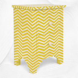 Chevron Bone Inlay Bedside 2 Drawer Yellow | Yellow Bedside Table