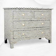 Chevron Bone Inlay Chest of Four Drawers Black