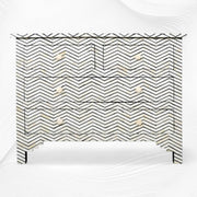 Chevron Bone Inlay Chest of Four Drawers Black