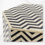 Chevron Bone Inlay Hexagonal Side Table Black - Luxury Handicraft