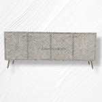 Chevron Bone Inlay Media Console Black 1