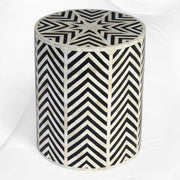 Chevron Bone Inlay Stool Black