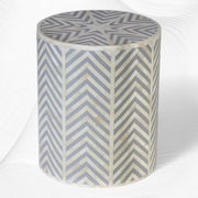 Chevron Bone Inlay Stool Grey