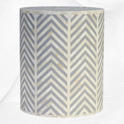 Chevron Bone Inlay Stool Grey