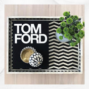 Chevron Bone Inlay Tray Black