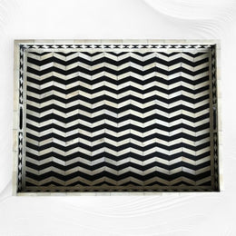 Chevron Bone Inlay Tray Black