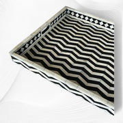 Chevron Bone Inlay Tray Black