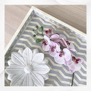 Chevron Bone Inlay Tray Grey